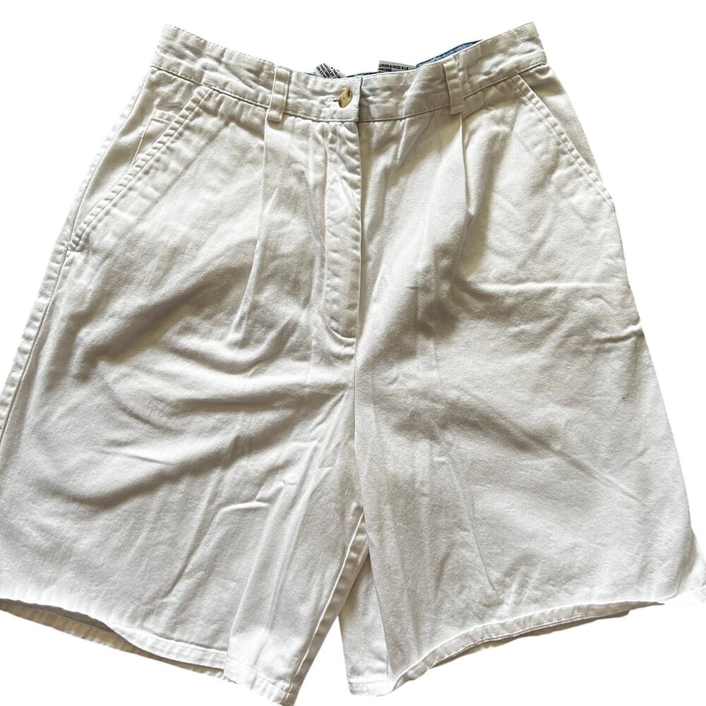 Talbots Bermuda Walking Chino Shorts 10 White Khaki Travel Beach Resort Women's